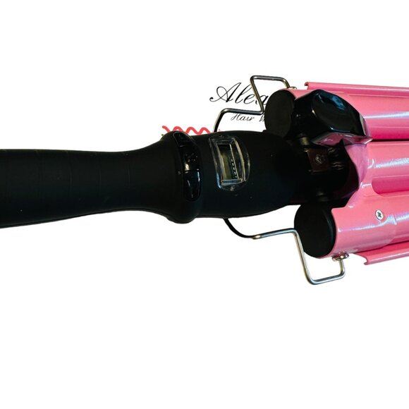 Aleath Hair Waver Ceramic Wand with LCD Temp Display 3 Barrel Pink - Picture 5 of 8